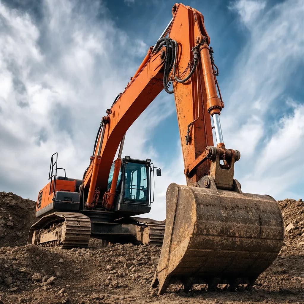 Excavadora pesada trabajando, la máquina que mantienes en marcha